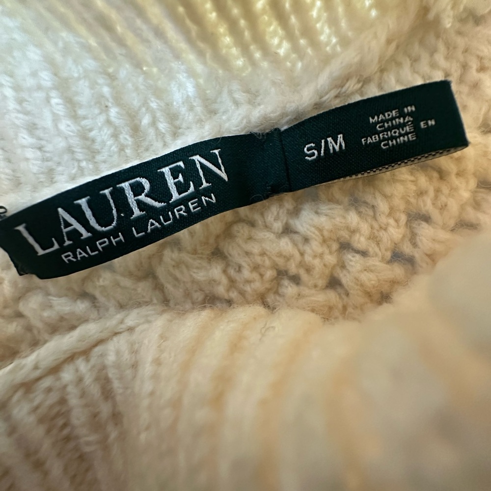 Lauren Ralph Lauren Wool Alpaca Cable Knit Relaxed Poncho Sweater Luxe Heritage - Picture 4 of 12